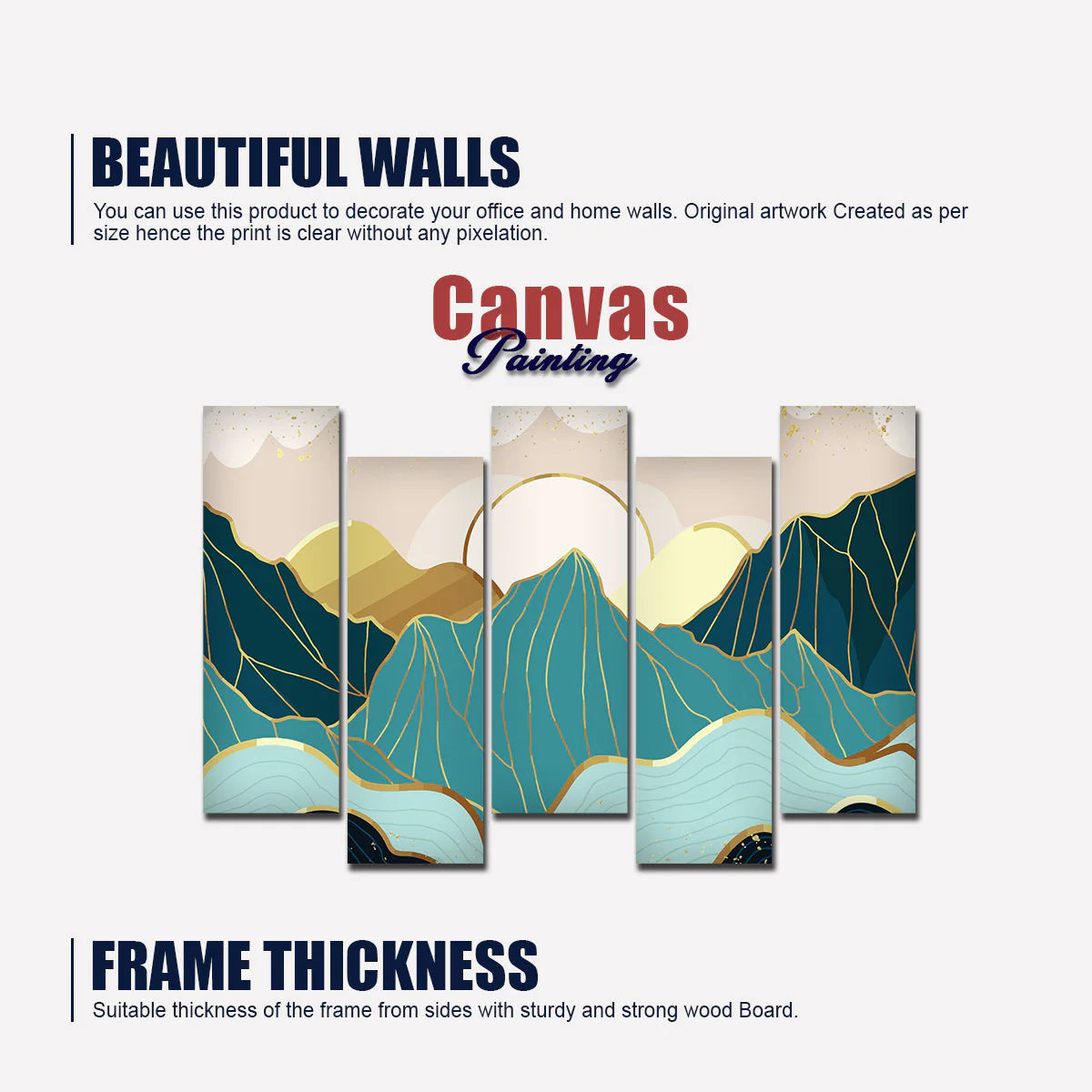 Sunrise Abstract Mountains Premium Canvas Wall Painting