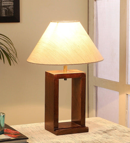 Elegant Kevin Night Lamp Featuring Off-White Cotton and Acrylic Shade - Decor Mantra 