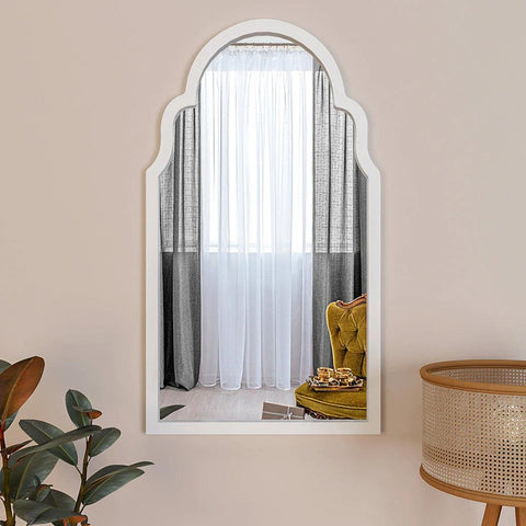 Premium Window European Unique Design Wooden Decorative Wall Mirror ( White/Brown Finish ) - Decor Mantra 