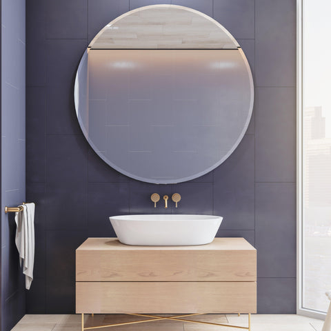 Beautiful Scandinavian Frameless Beveled Rounded Wall Mirror - Decor Mantra 