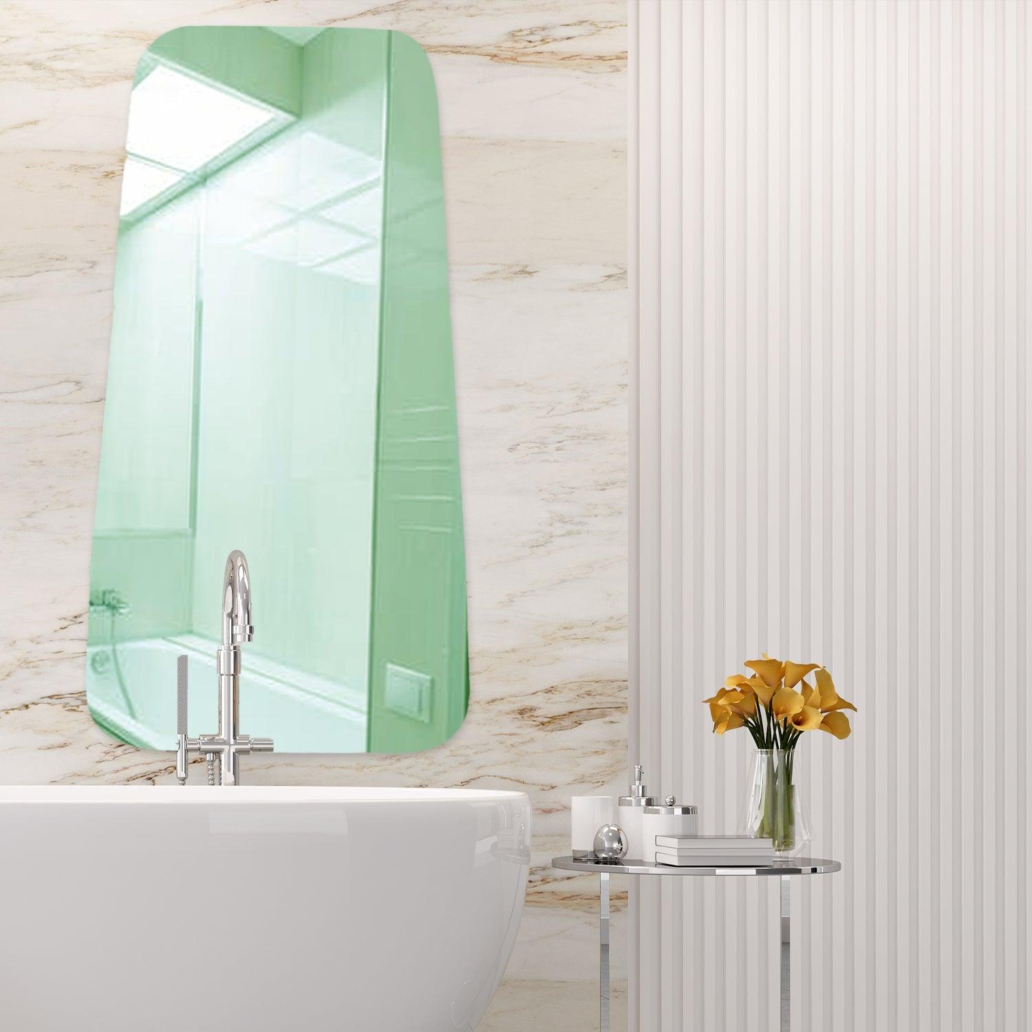 Scandinavian Frameless Beveled Tapered Shape Wall Mirror - Decor Mantra 