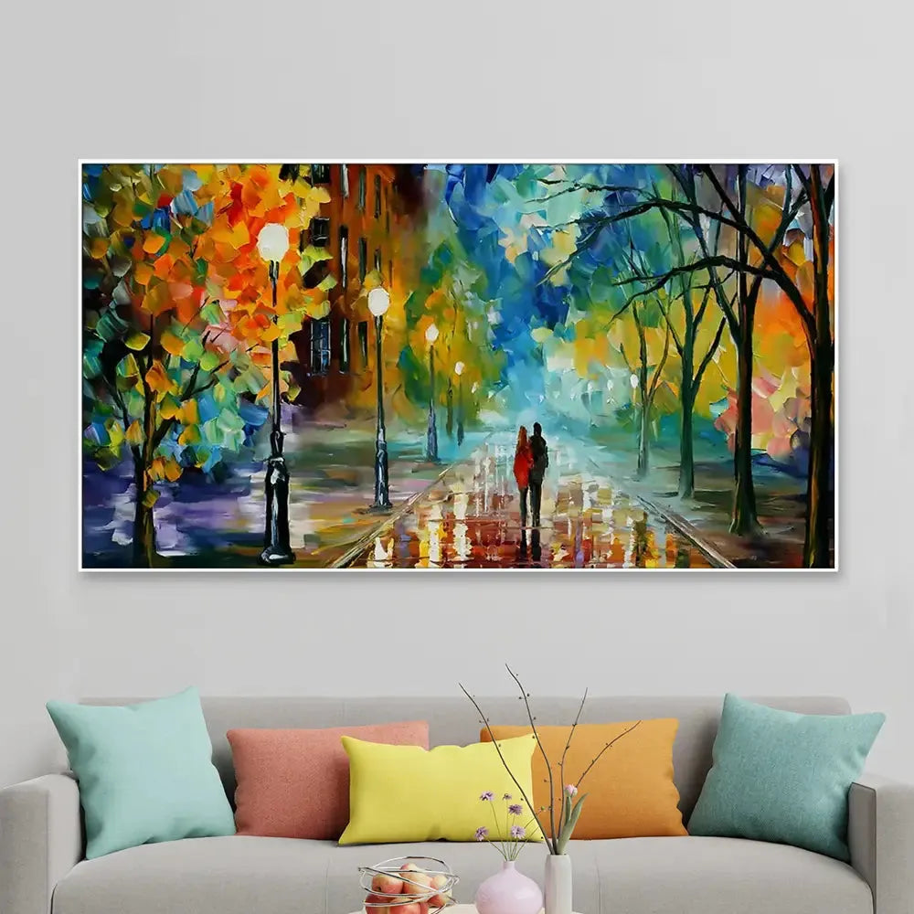 Panoramic Canvas Painting of Forest Landscape