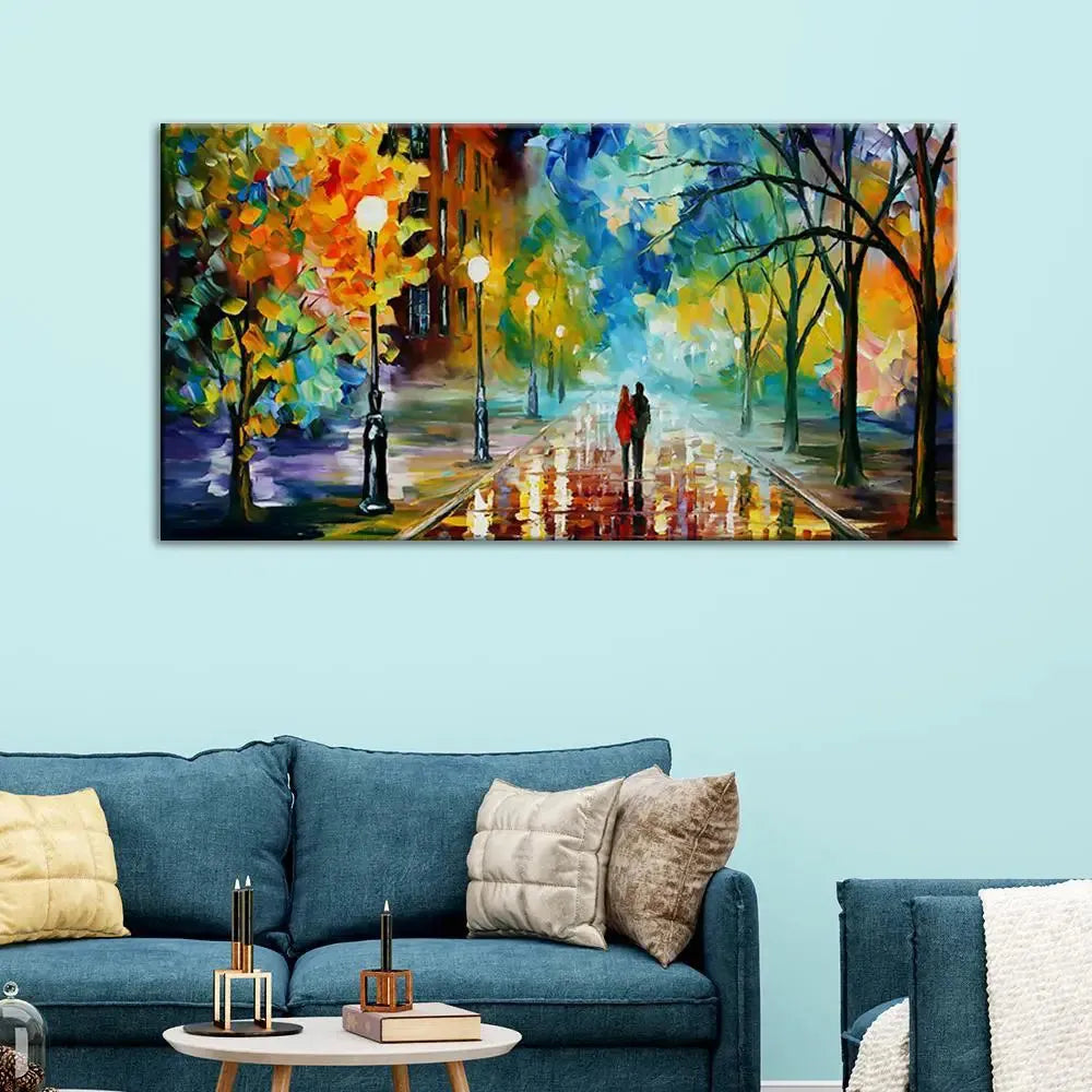 Panoramic Canvas Painting of Forest Landscape