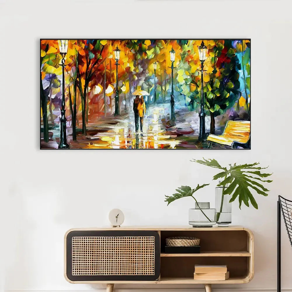 Romantic Love Couple Canvas Painting in a Forest