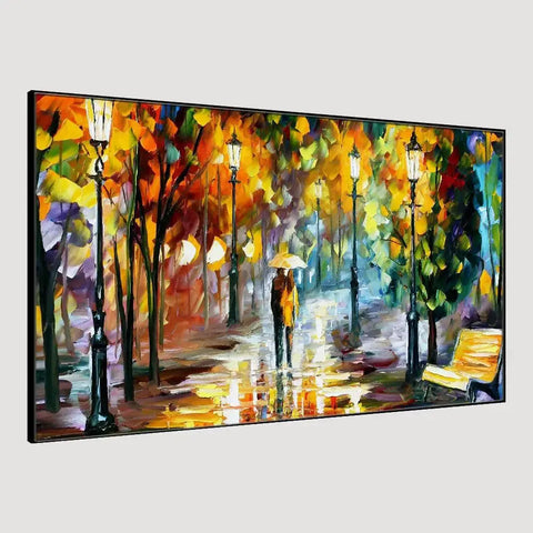 Romantic Love Couple Canvas Painting in a Forest