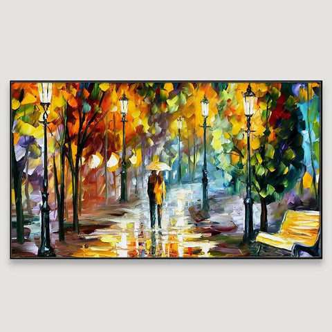 Romantic Love Couple Canvas Painting in a Forest