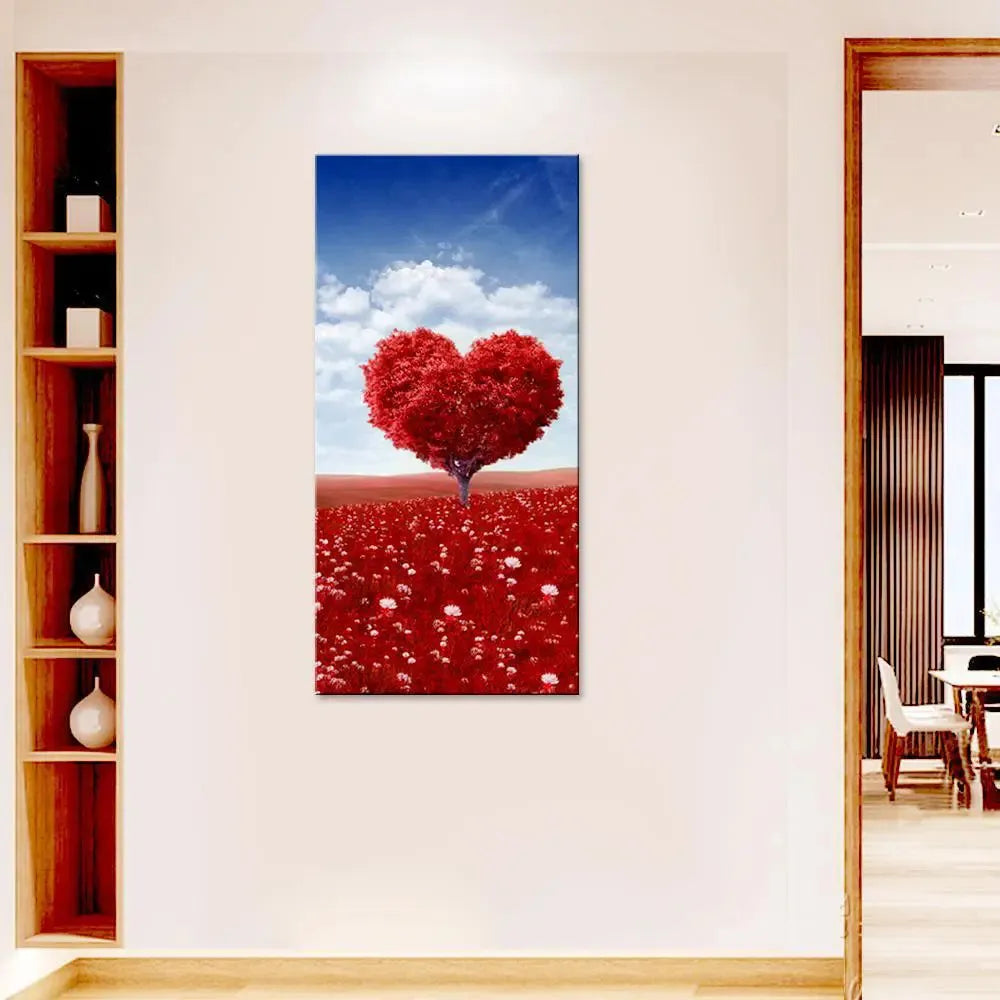 Heart-Shaped Tree Canvas Wall Painting
