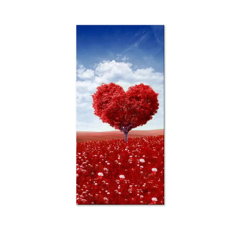 Heart-Shaped Tree Canvas Wall Painting