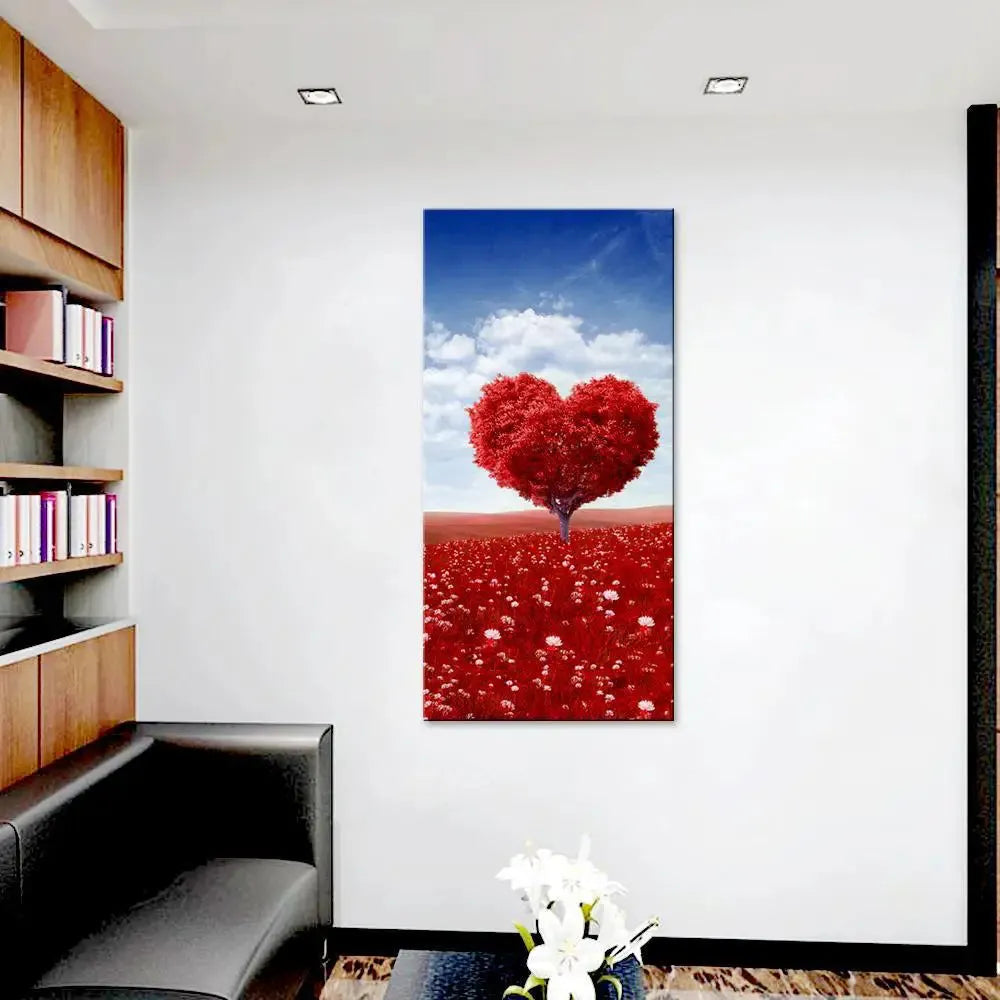 Heart-Shaped Tree Canvas Wall Painting