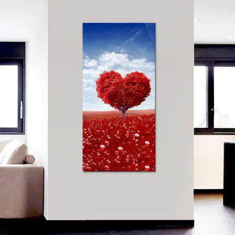 Heart-Shaped Tree Canvas Wall Painting