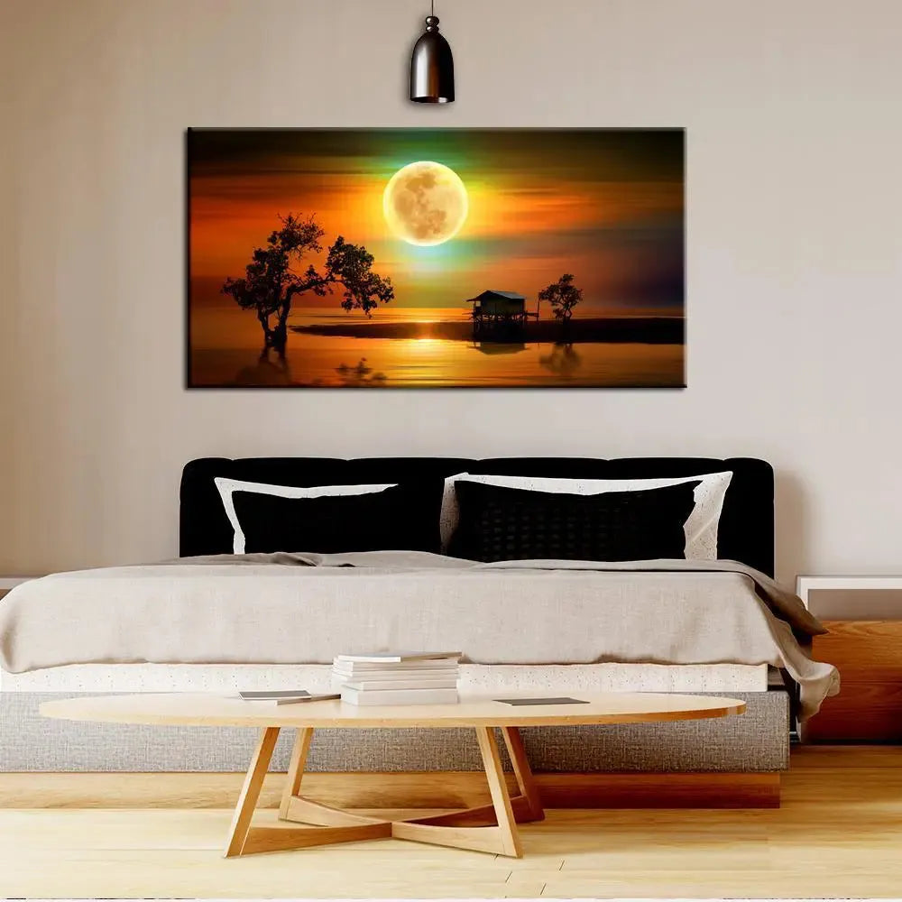Serene Sunset Beach Canvas Painting