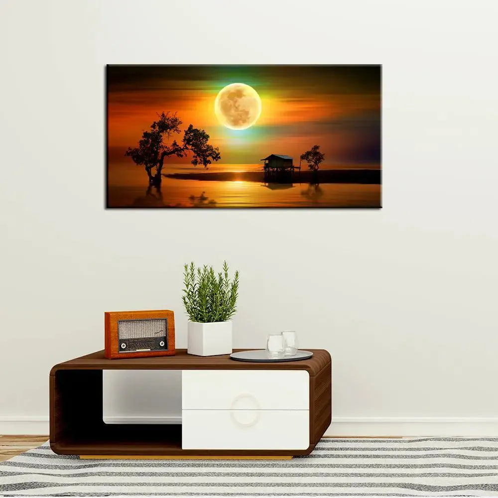 Serene Sunset Beach Canvas Painting