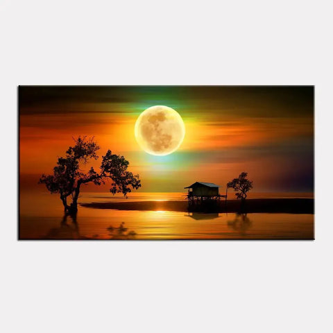 Serene Sunset Beach Canvas Painting