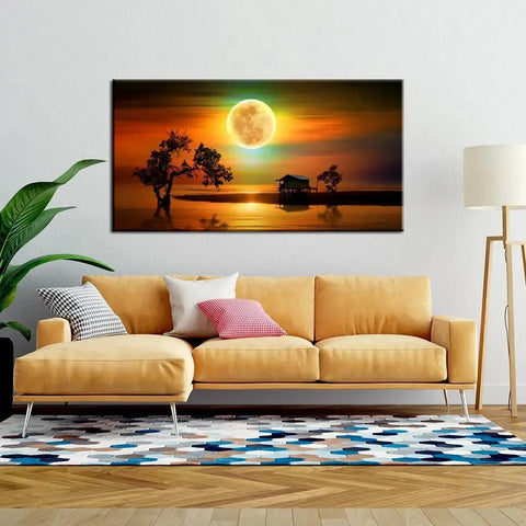Serene Sunset Beach Canvas Painting