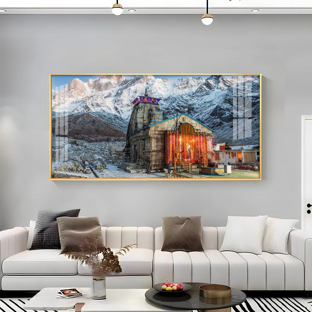 Kedarnath Temple Premium Acrylic Horizontal Wall Decor - Decor Mantra 