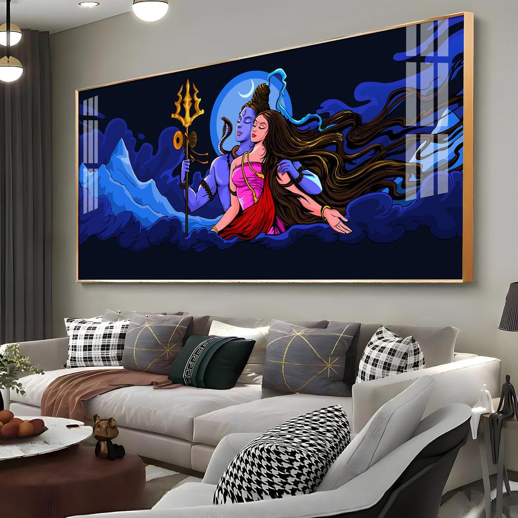 Shiv Shakti Premium Acrylic Horizontal Wall Art - Decor Mantra 