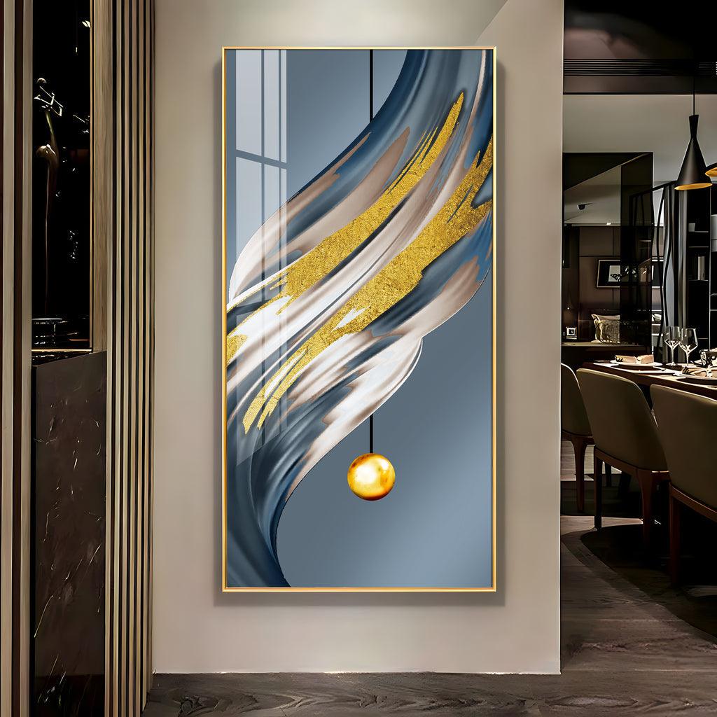 Golden Splash Vertical Wall Art in Premium Acrylic - Decor Mantra 