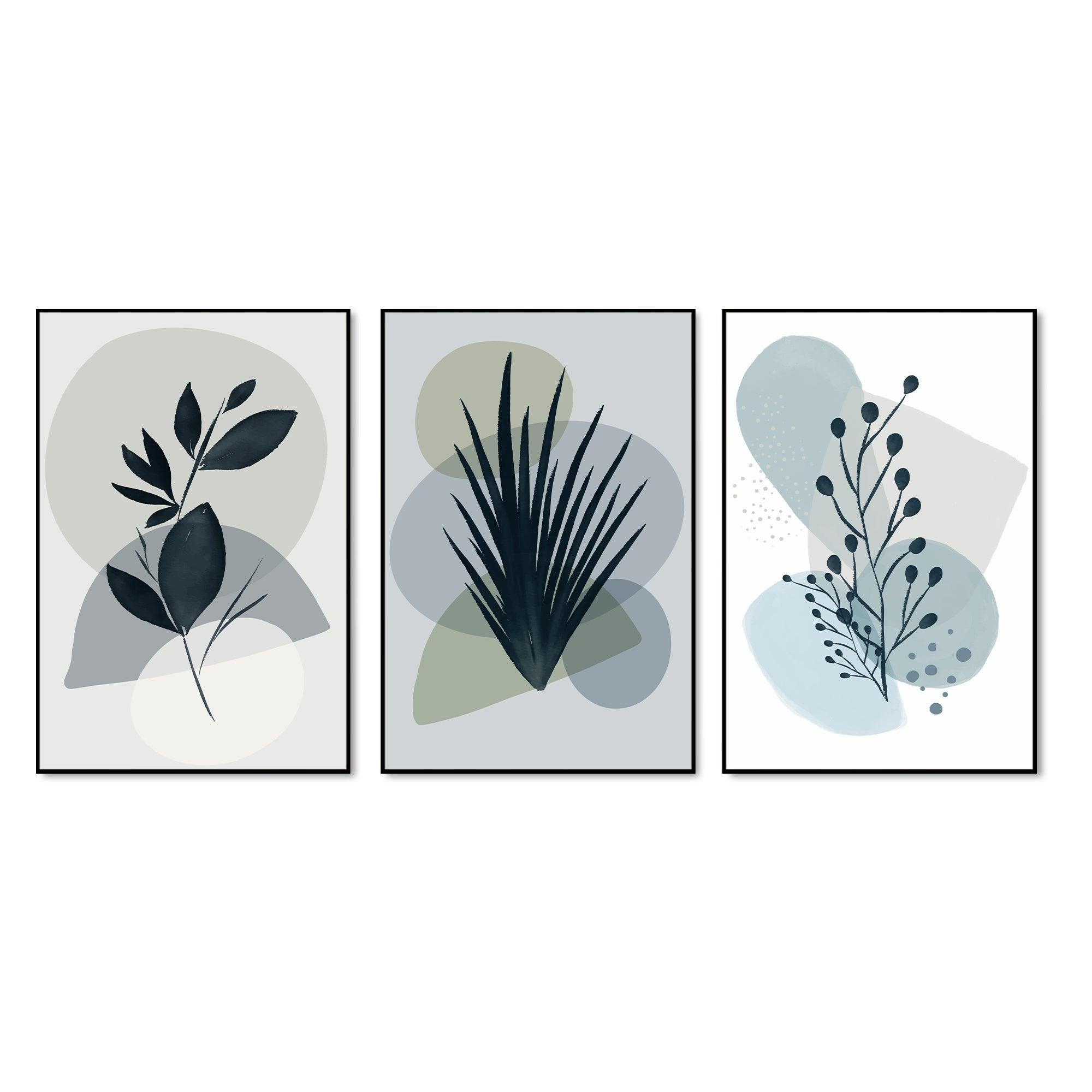 Plants Floating Canvas Wall Painting Set of Three - Decor Mantra 