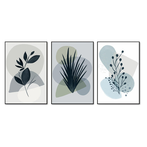 Plants Floating Canvas Wall Painting Set of Three - Decor Mantra 