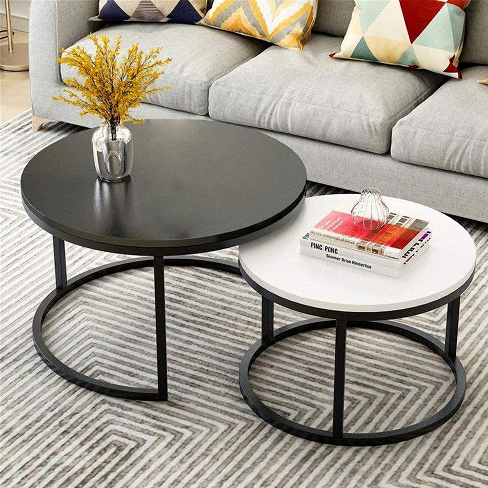 Classic Black & White Round Coffsee Table Set of 2 - Decor Mantra 