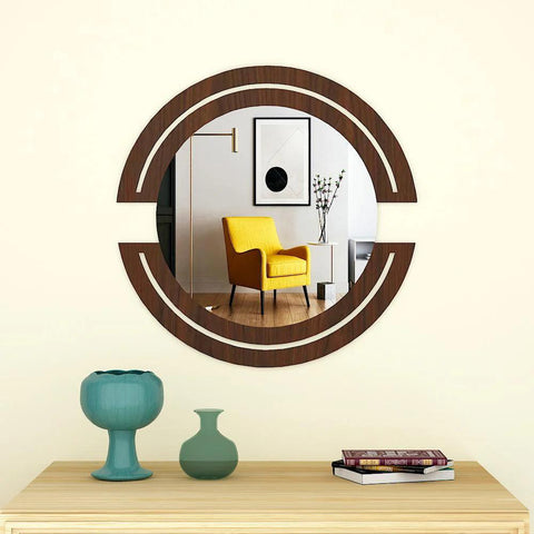 Classic Design Vanity Mirror with Walnut Finish - Decor Mantra 