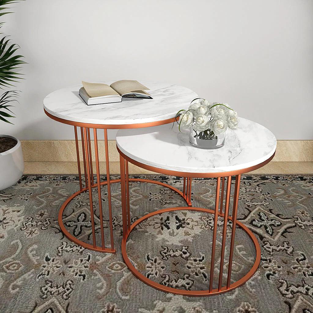 Classic Tethered Copper Nesting Table Set of 2 - Decor Mantra 