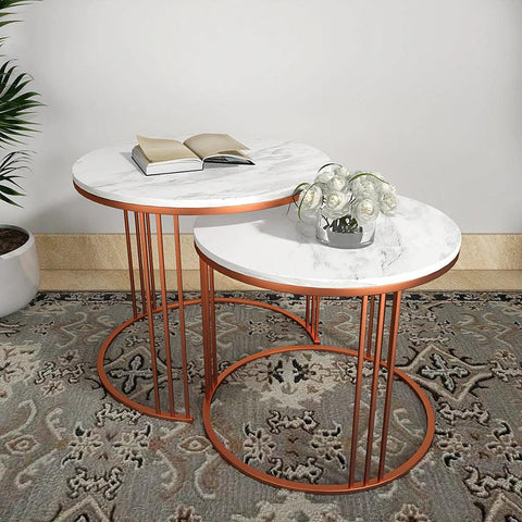 Classic Tethered Copper Nesting Table Set of 2 - Decor Mantra 