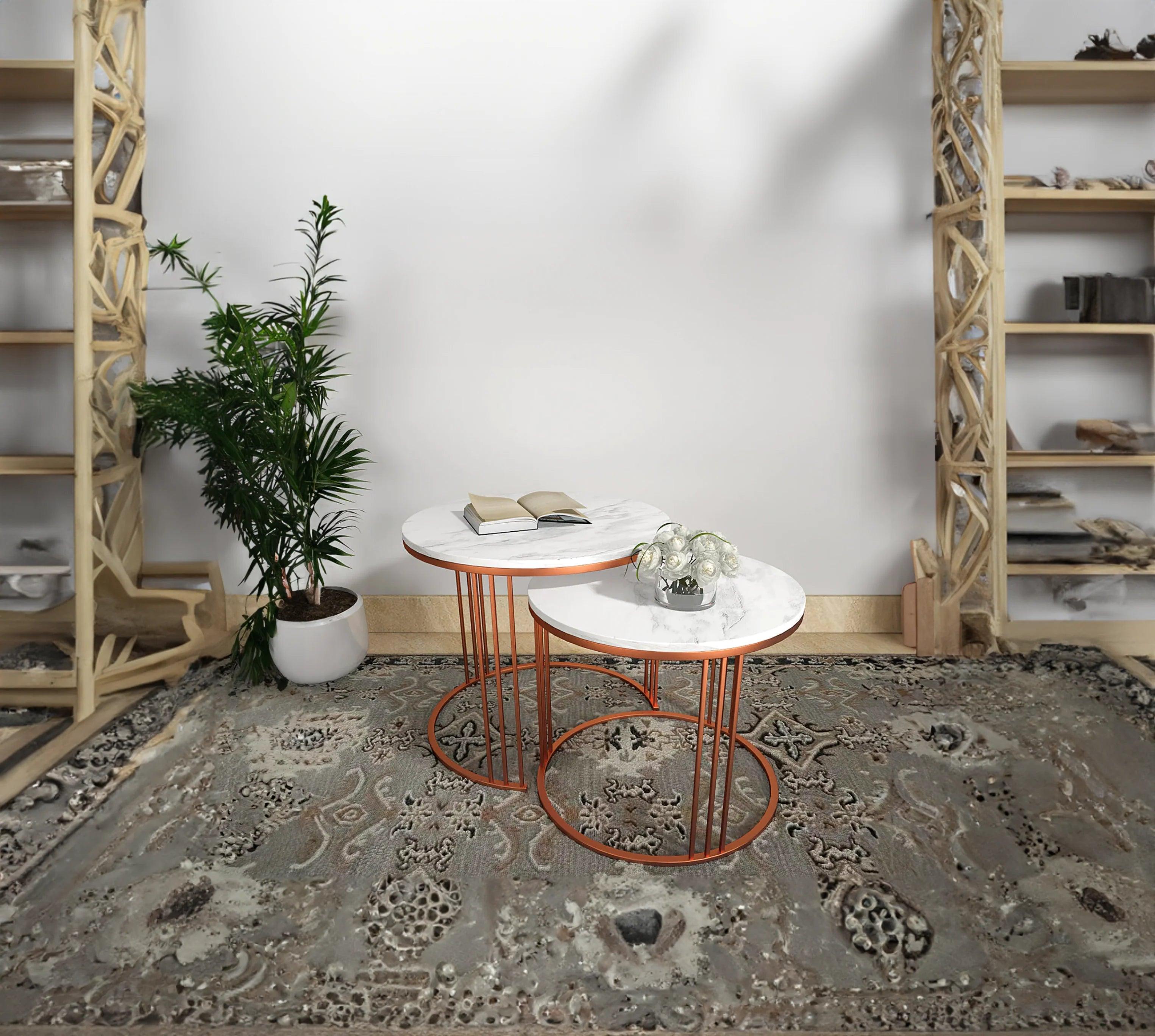Classic Tethered Copper Nesting Table Set of 2 - Decor Mantra 