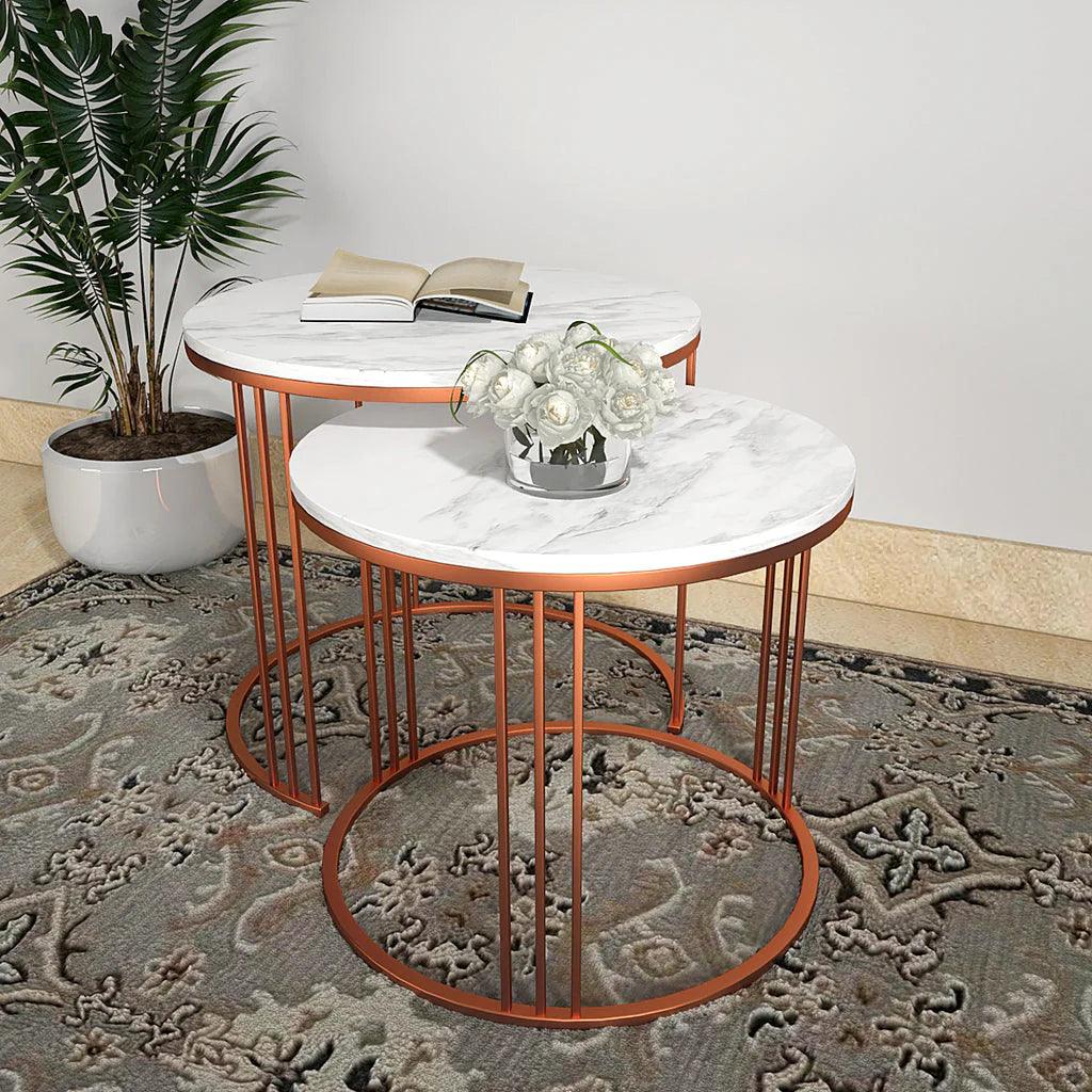Classic Tethered Copper Nesting Table Set of 2 - Decor Mantra 