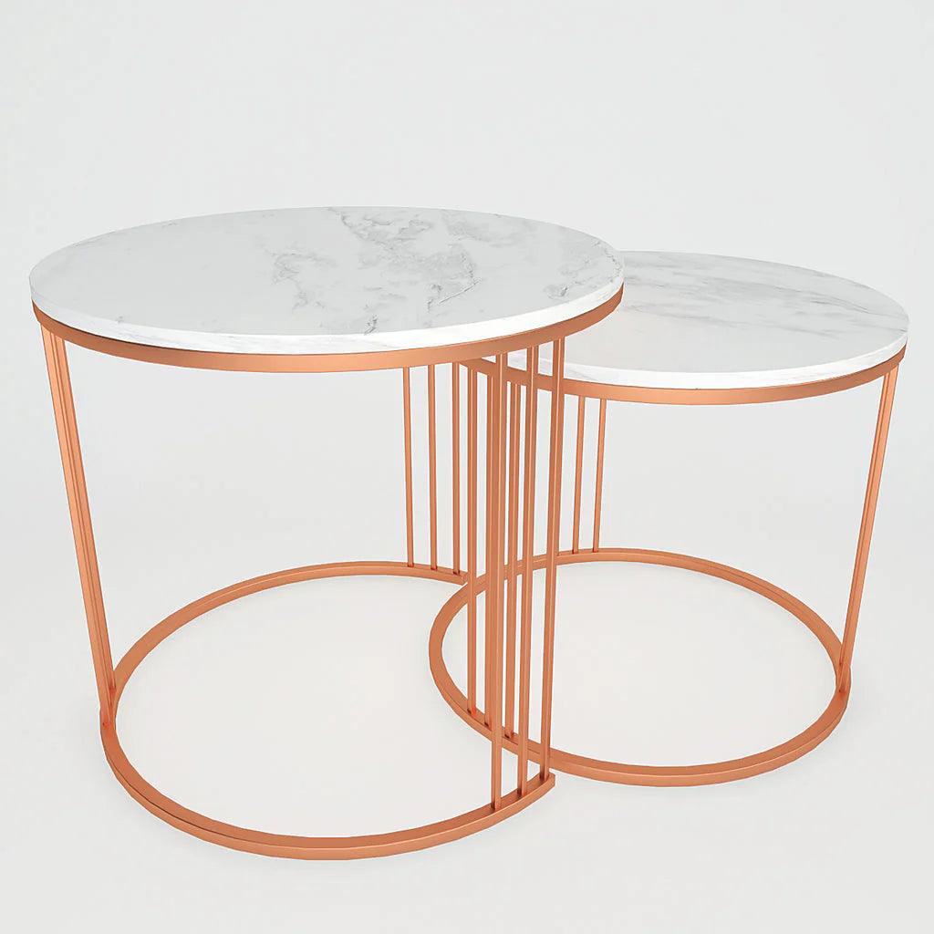 Classic Tethered Copper Nesting Table Set of 2 - Decor Mantra 