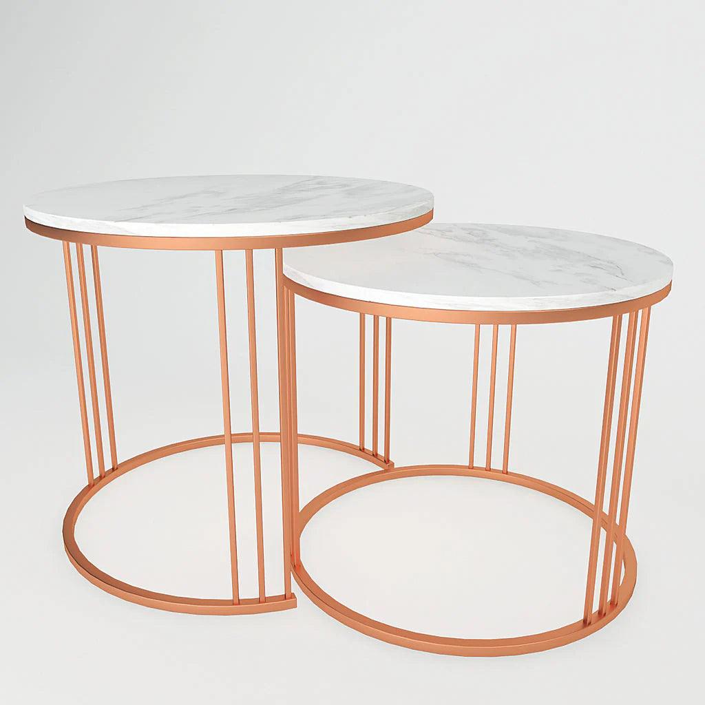 Classic Tethered Copper Nesting Table Set of 2 - Decor Mantra 