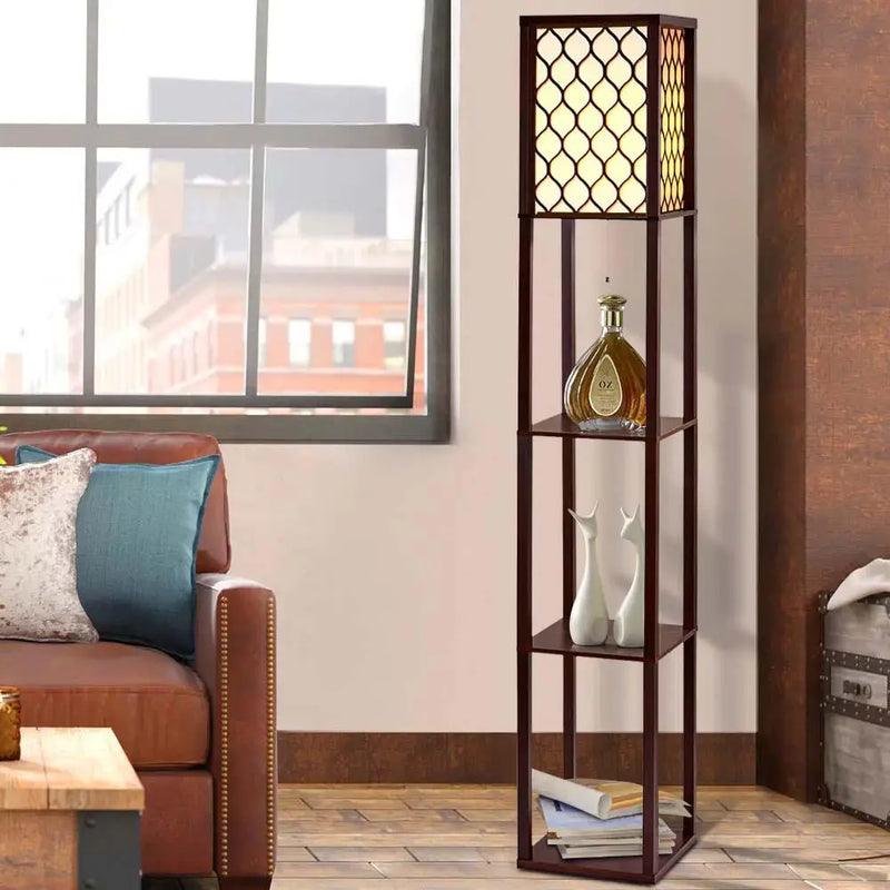 Beautiful Modern House Wooden Two Sided Shelf Lamp For Living Room, Bedroom - Decor Mantra 