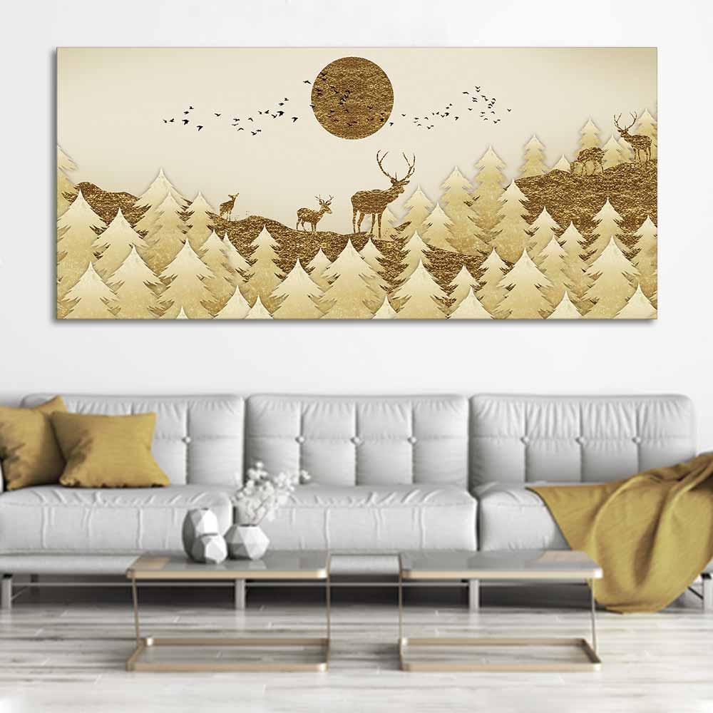 Swamp Deer in Forest Premium Wall Painting - Decor Mantra 