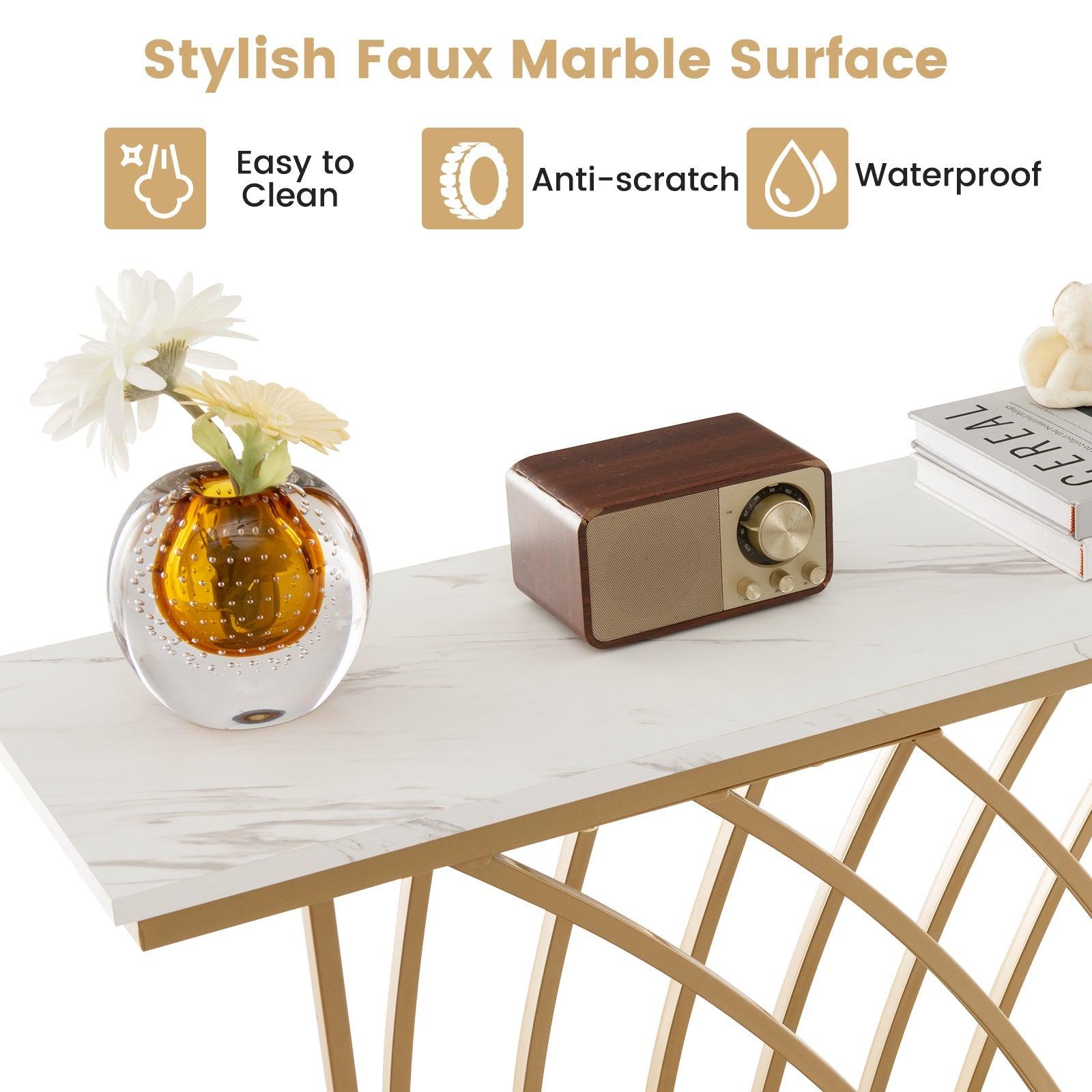 Console Table with Porcelain Top and Metal Frame - Decor Mantra 