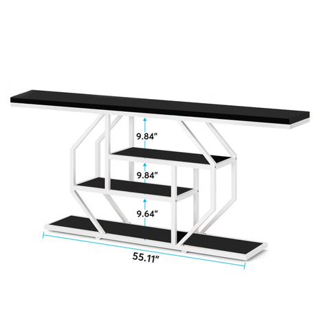 Elegant Look Black White Four Tier Console Table - Decor Mantra 