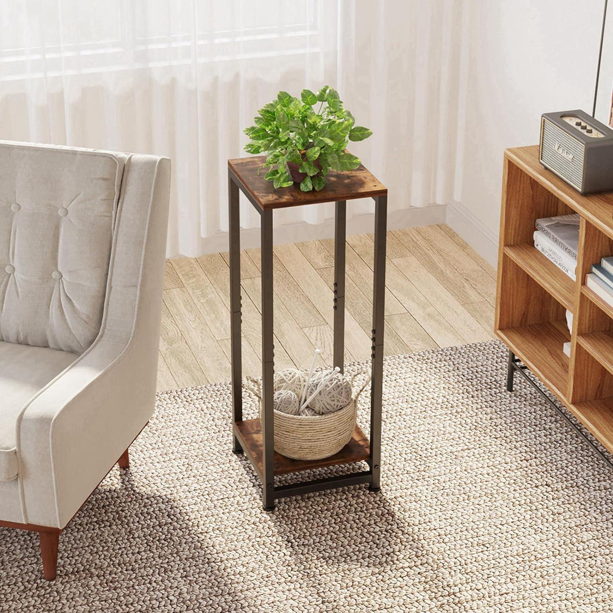 Enchanted Classic Wooden Textured with Metal Finish Side Table - Decor Mantra 