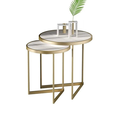 Golden Duo Metal Nesting Side Tables Set of 2 - Decor Mantra 