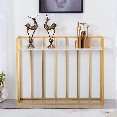 Hallway Rectangular White Marble Console Table - Decor Mantra 