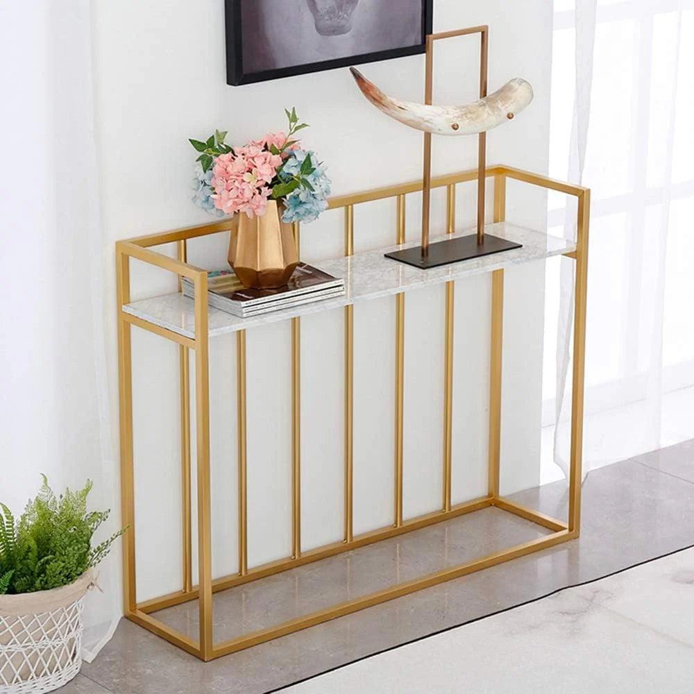 Hallway Rectangular White Marble Console Table - Decor Mantra 