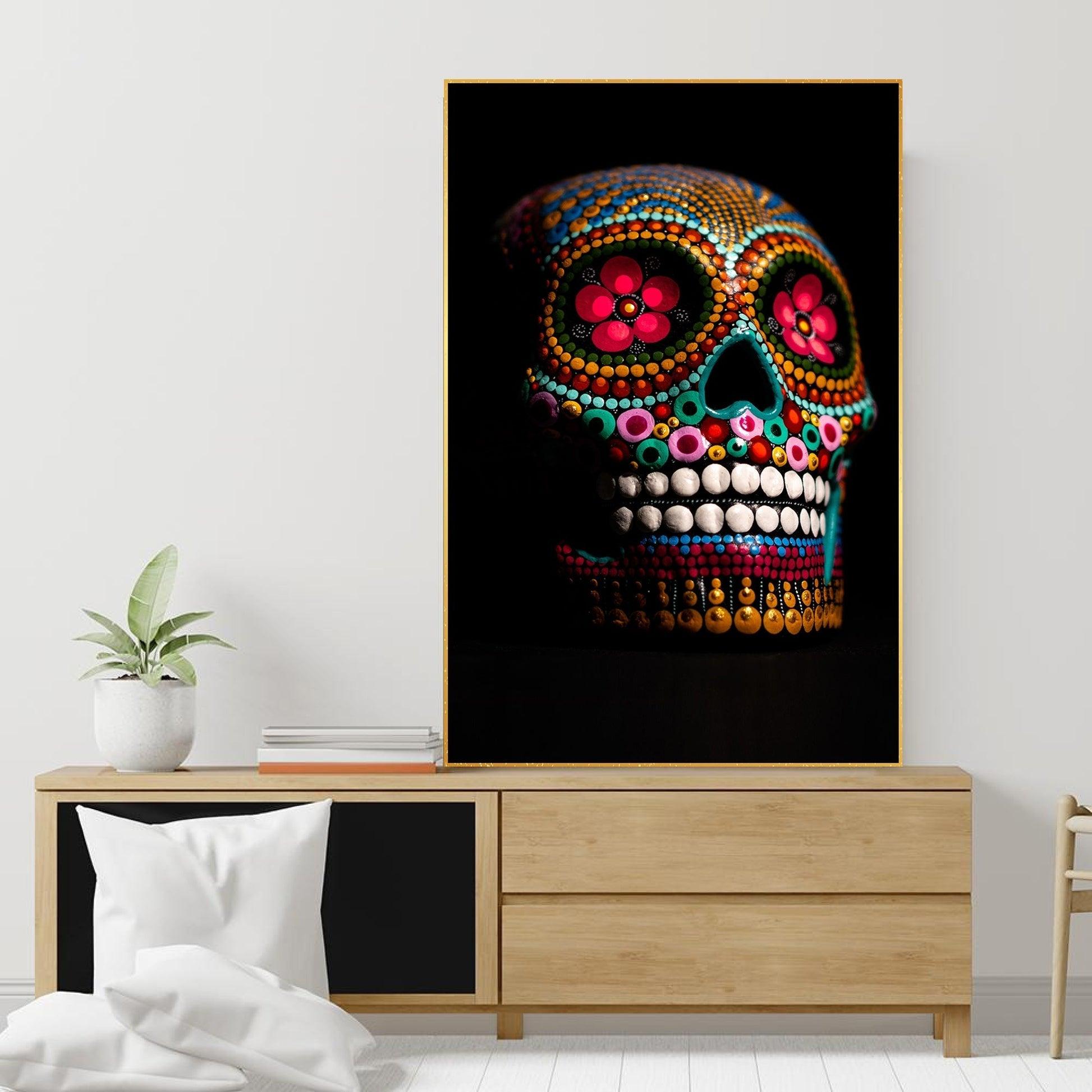 Decorative Skull Floating Canvas Wall Painting - Decor Mantra 