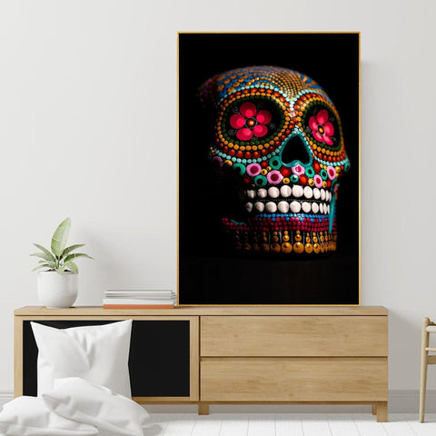 Decorative Skull Floating Canvas Wall Painting - Decor Mantra 