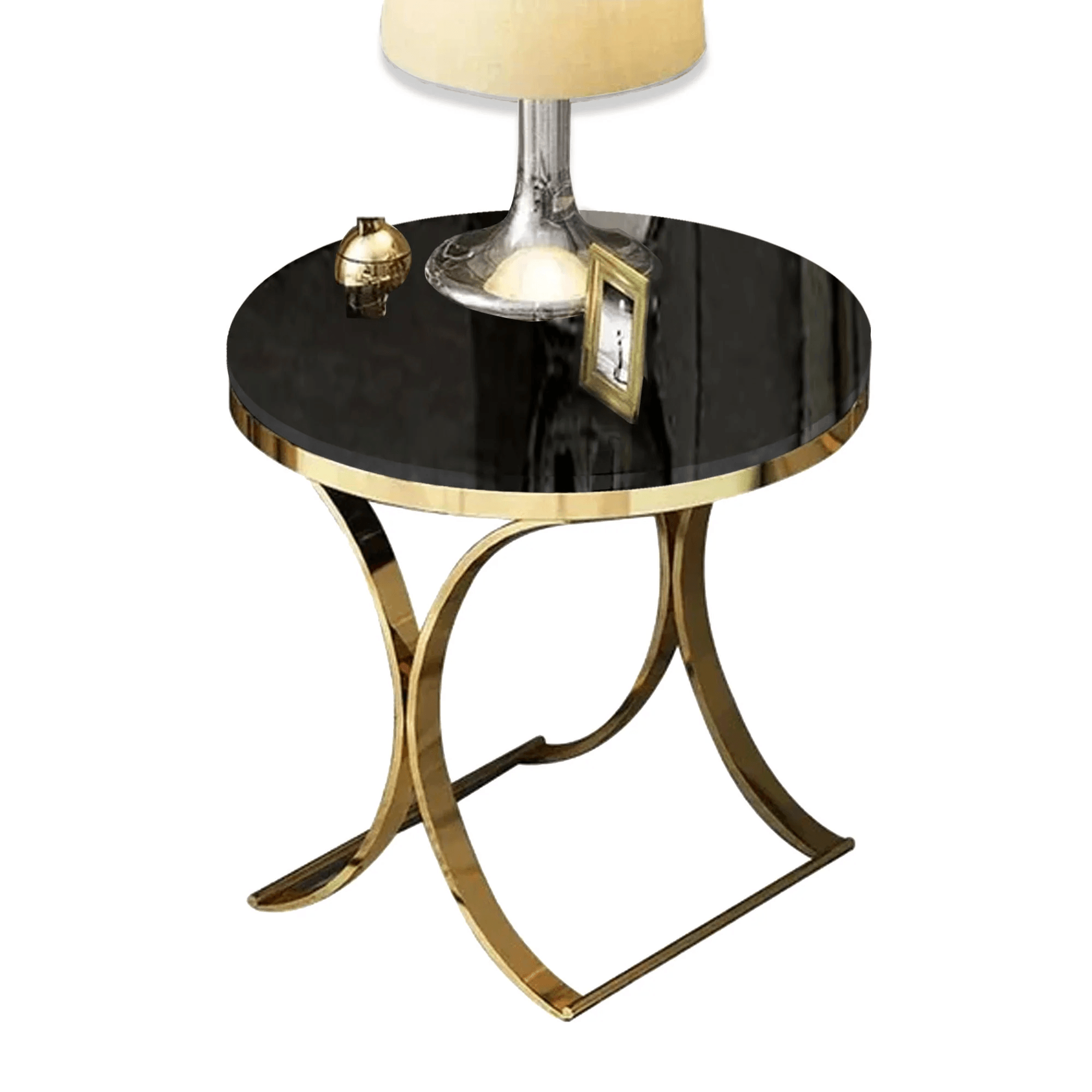 Premium Golden Iron Avarua Round Marble Table - Decor Mantra 