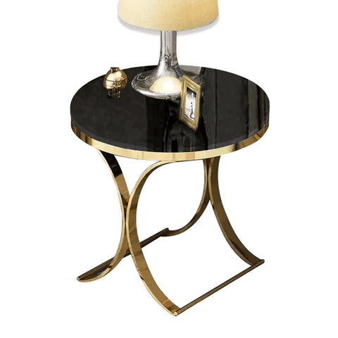 Premium Golden Iron Avarua Round Marble Table - Decor Mantra 
