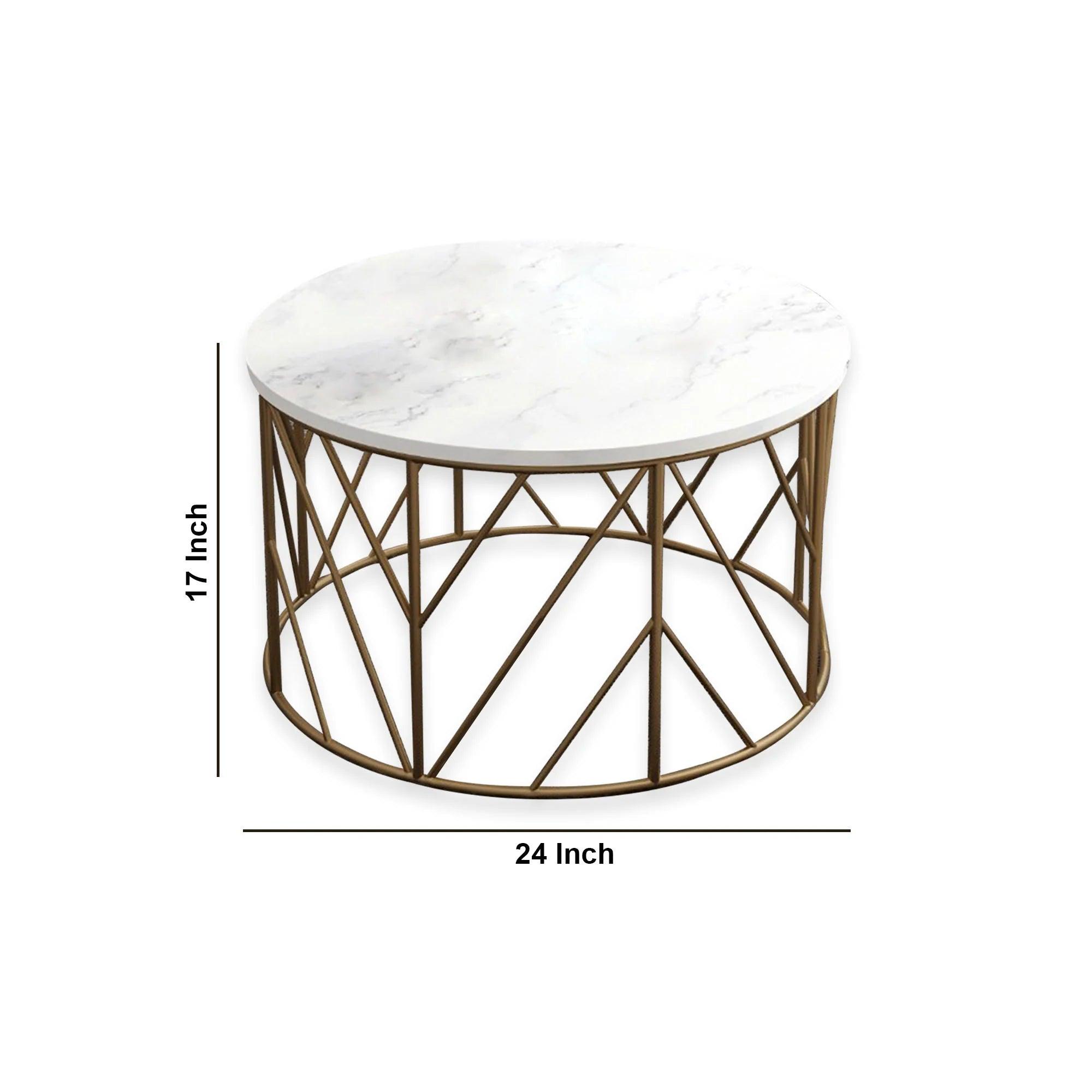Luxury Metal Designer Center Table with White Marble - Decor Mantra 