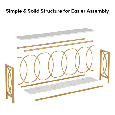 Luxury Style White Faux Marble Two Tier Console Table - Decor Mantra 