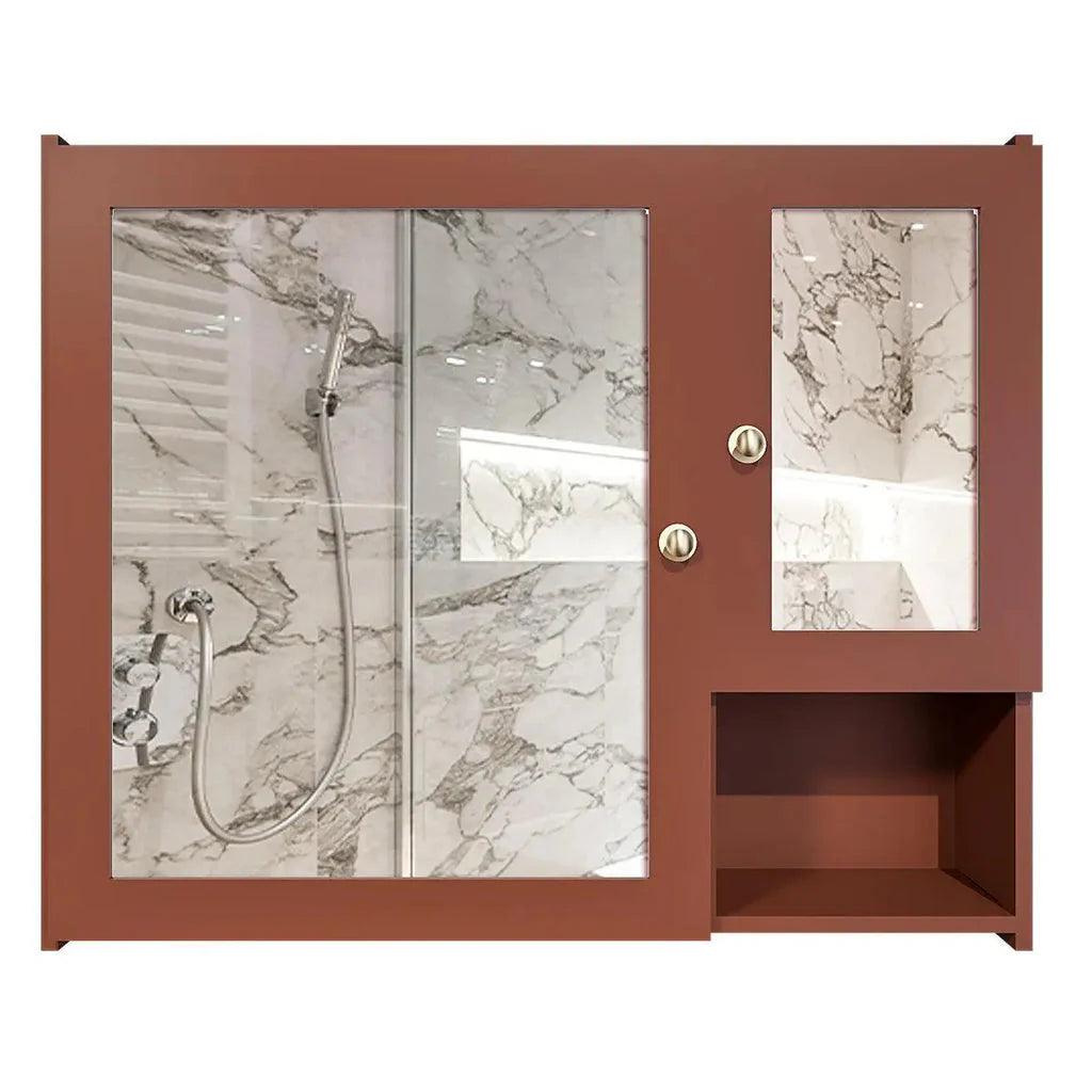 Luxury Stylish Wooden Bathroom Storage Cabinet with Mirrors & 5 Spacious Shelves with Brown Finish - Decor Mantra 