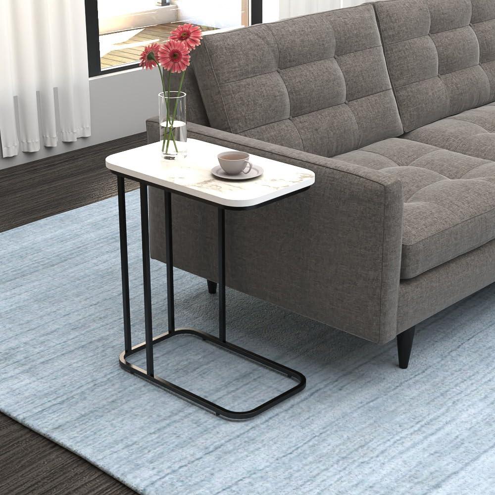 Minimalist Stylish Artistic Designer Side Table with Black Metal Finish - Decor Mantra 