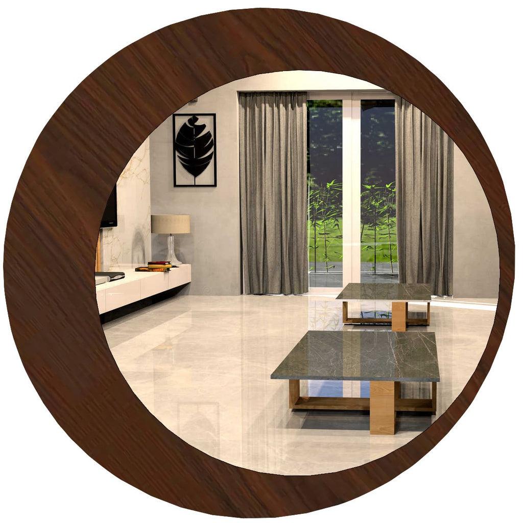 Minimalistic Round Shape Wooden Wall Mirror - Decor Mantra 