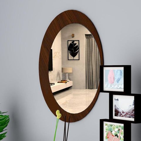 Minimalistic Round Shape Wooden Wall Mirror - Decor Mantra 