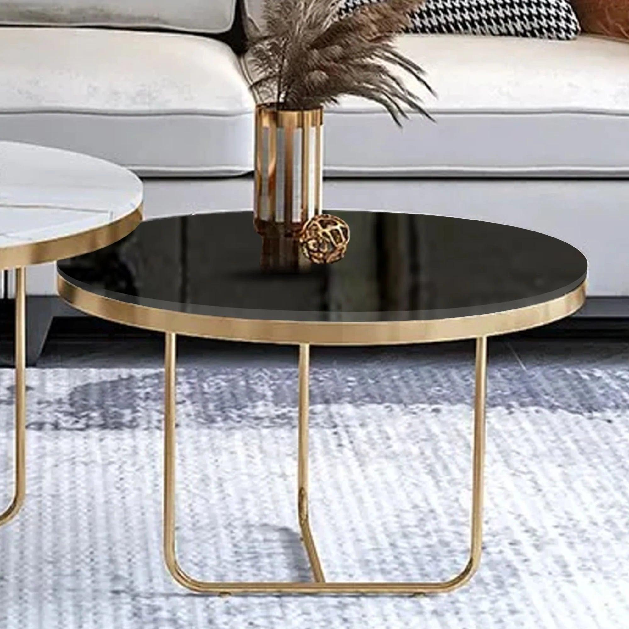 Modern Black & White Round Shaped Nesting Coffee Table Set of 2 - Decor Mantra 